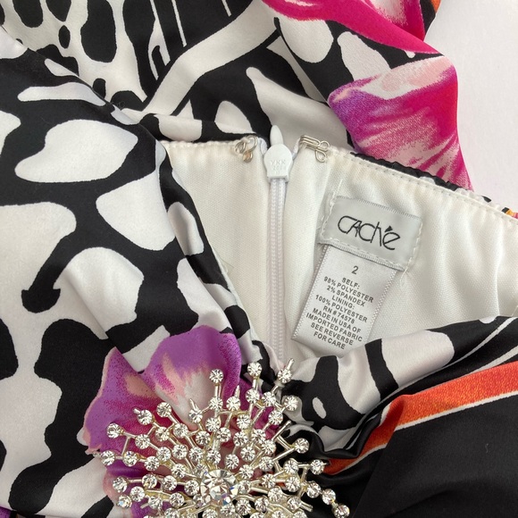 CACHE Mermaid Style Gown Multicolor Print Strapless Maxi Dress Sz 2 - Picture 6 of 9